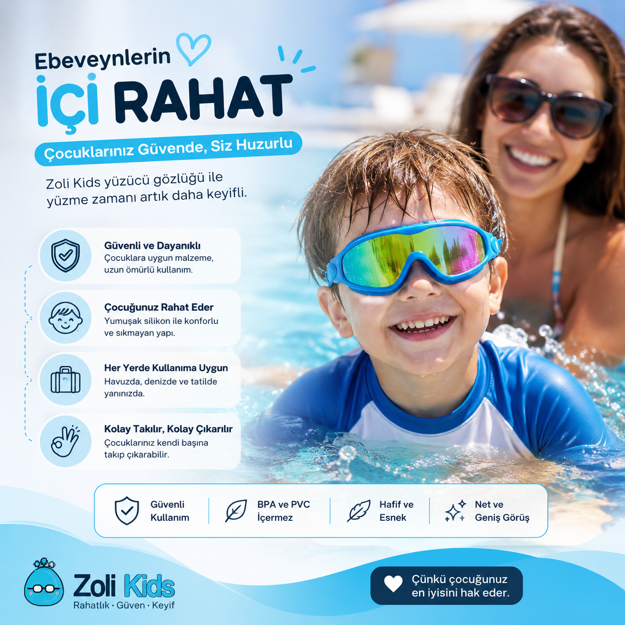 Zoli Kids™ AquaSoft Çocuk Yüzücü Gözlüğü