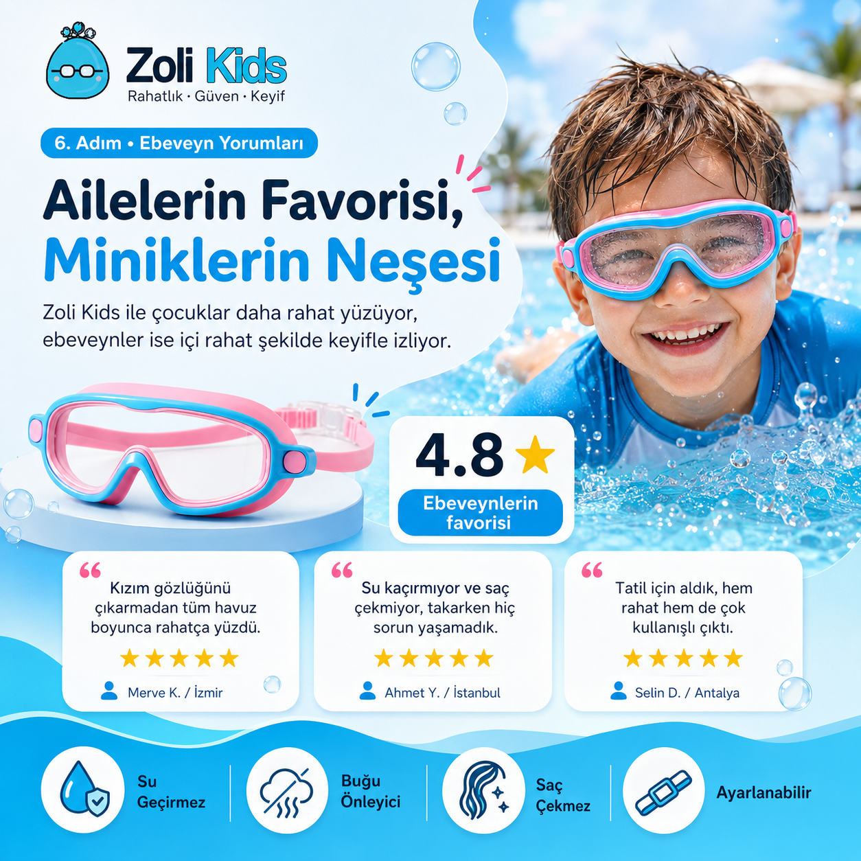 Zoli Kids™ AquaSoft Çocuk Yüzücü Gözlüğü